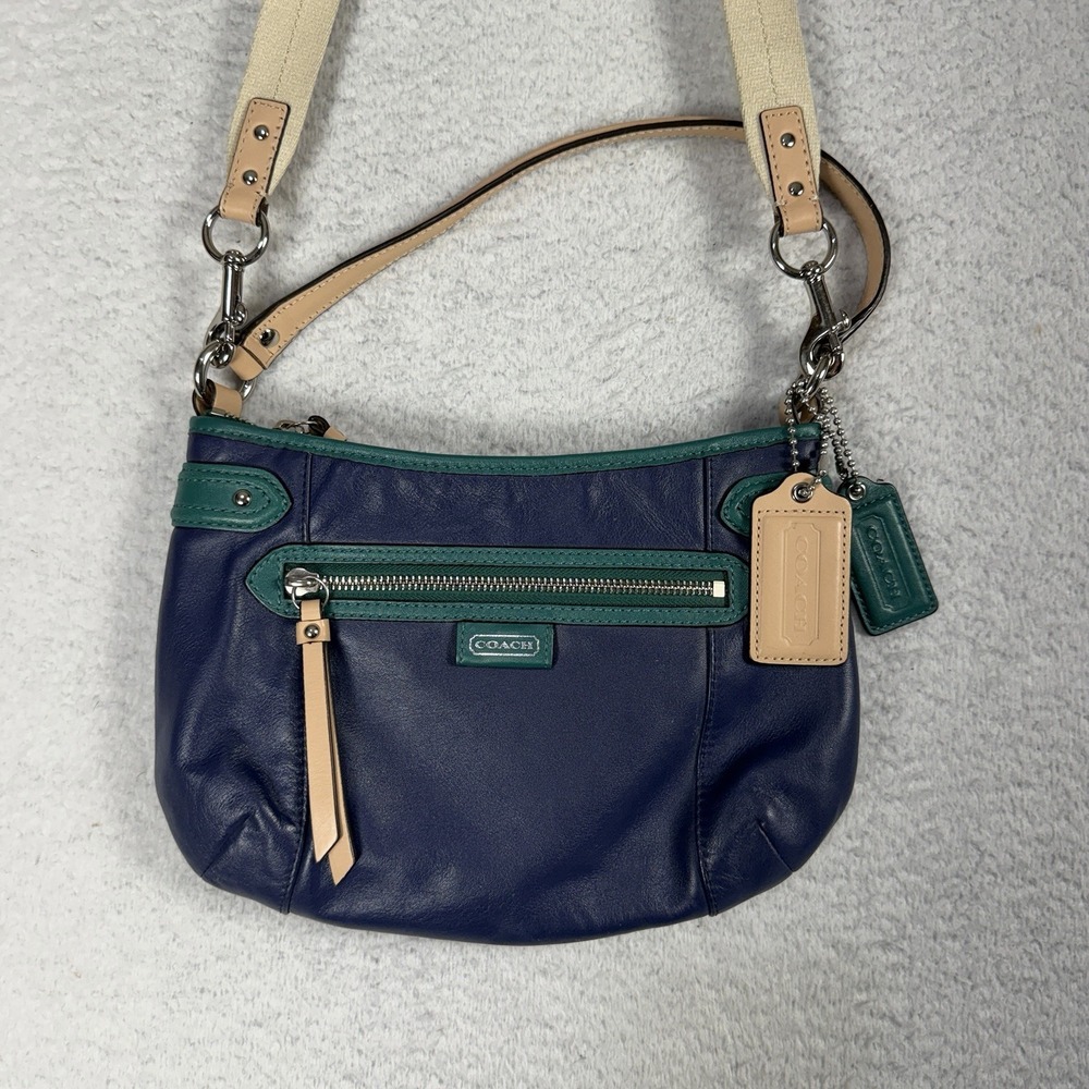 Coach Daisy Spectator Blue Green Glove Leather Mia Crossbody Bag No F1381-F23951